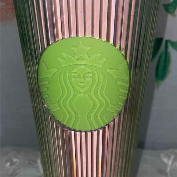 Starbucks Pink and Olive Tumbler with Lid - Picture 2 of 5